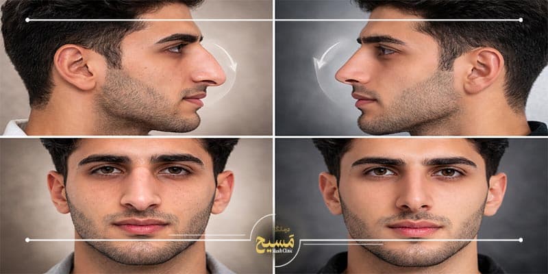 عمل بینی گوشتی 2 عکس قبل و بعد عمل بینی گوشتی